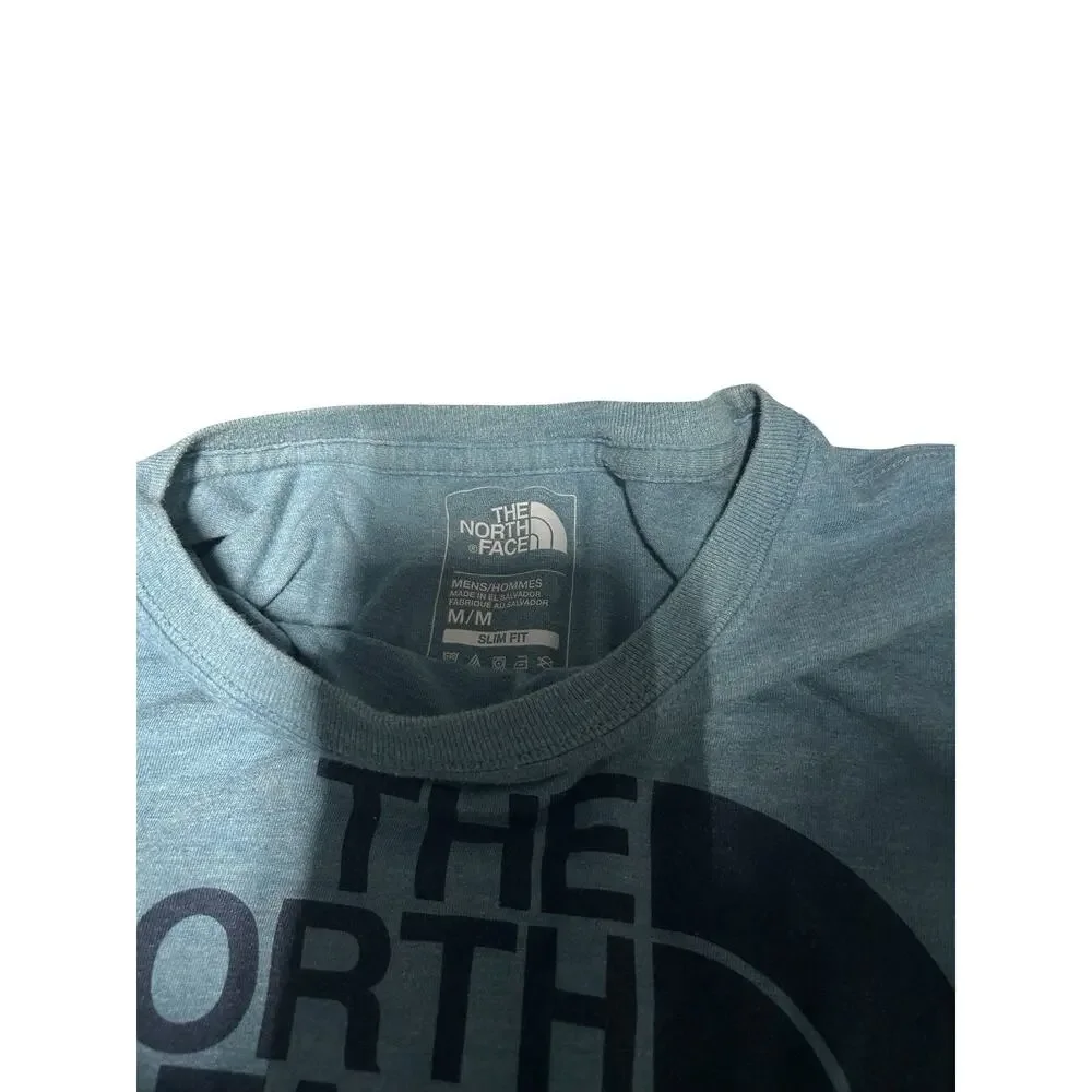 The North Face Logo T Shirt Medium Blue Slim Fit Outdoor Casual Graphic Tee